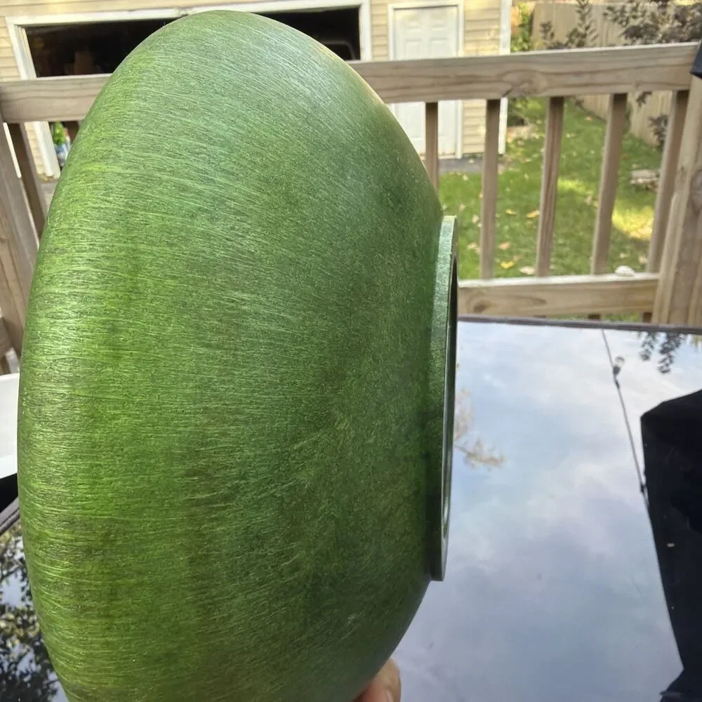 Green Hand Turned Wooden Bowl- Handmade- 9.5”